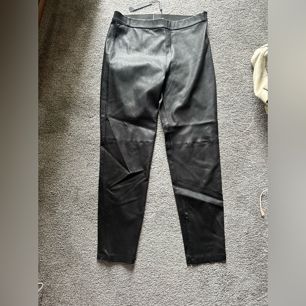 Elie Tahari Black Leather Women's Slim Trousers